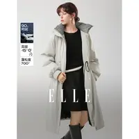ELLE女装90白鸭绒风衣式羽绒服2025冬季新款通勤宽松外套EY52076