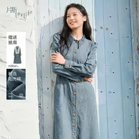 片断牛仔连衣裙女2025春季新款翻领文艺休闲学院风百搭小众衬衫裙
