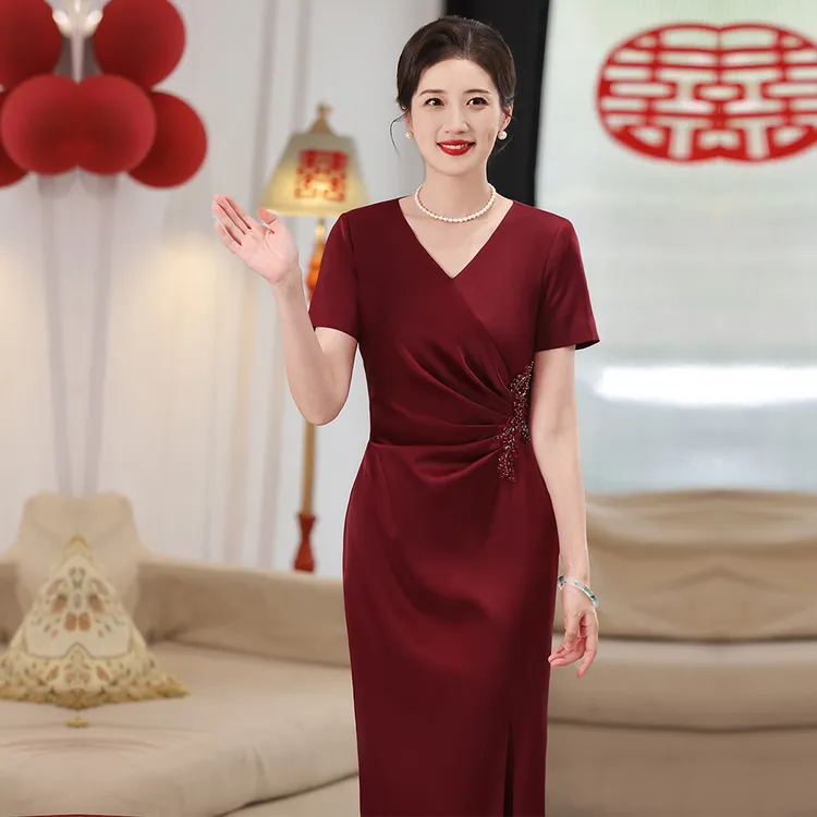 春夏服装高端气质婚礼年轻喜婆婆婚宴高贵妈妈洋气时尚晚礼服大号