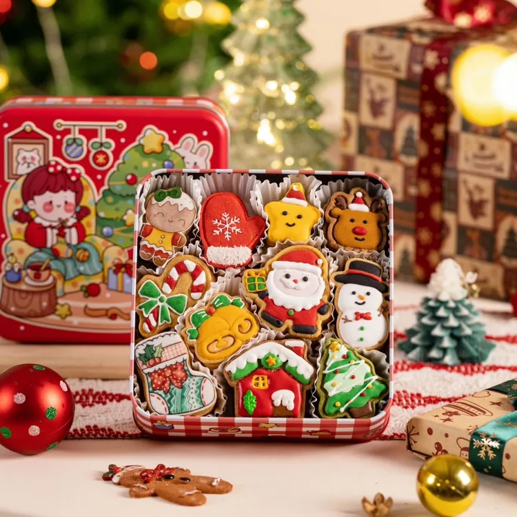 圣诞节手工曲奇礼盒装可爱黄油饼干零食点心圣诞节礼物