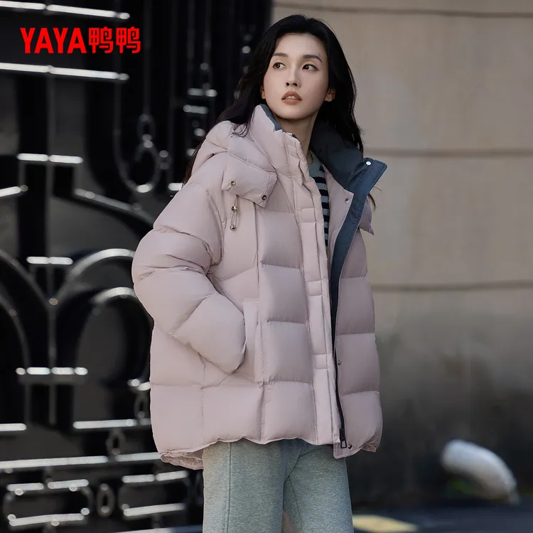 鸭鸭羽绒服女2025冬季中长款宽松面包服加厚时尚保暖休闲外套女款