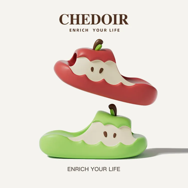 chedoir原创苹果拖鞋女夏季新款创意可爱居家防滑舒适情侣凉拖鞋