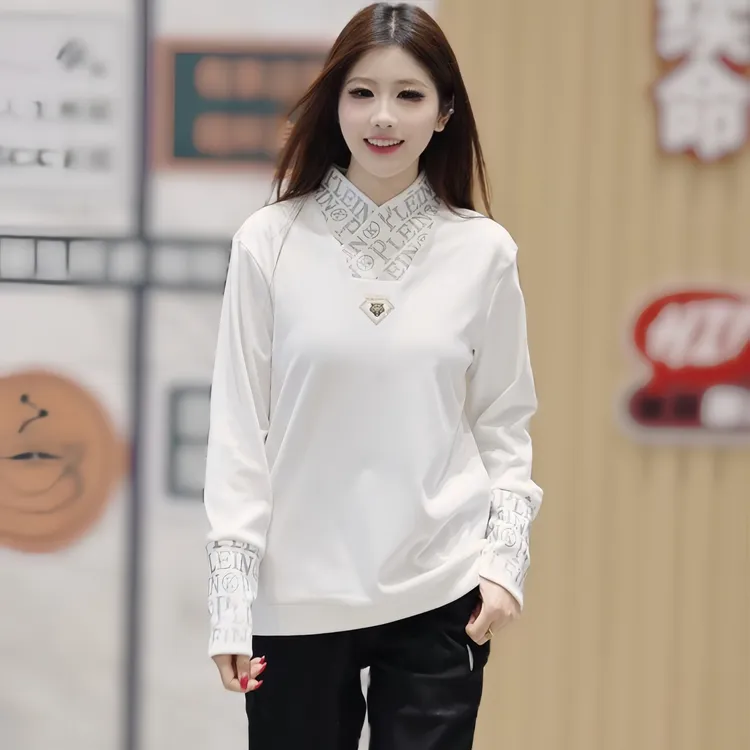 秋冬季新款男士德绒打底衫时尚拼接交叉领长袖卫衣休闲百搭上衣男