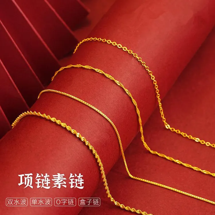 铜合金项链 女锁骨超细项链日韩时尚女水波链O字链盒子链时尚百搭