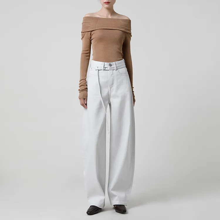 攀攀家｜浅雾｜蓝月河｜高腰阔腿牛仔裤女宽松显瘦镰刀垂感香蕉裤