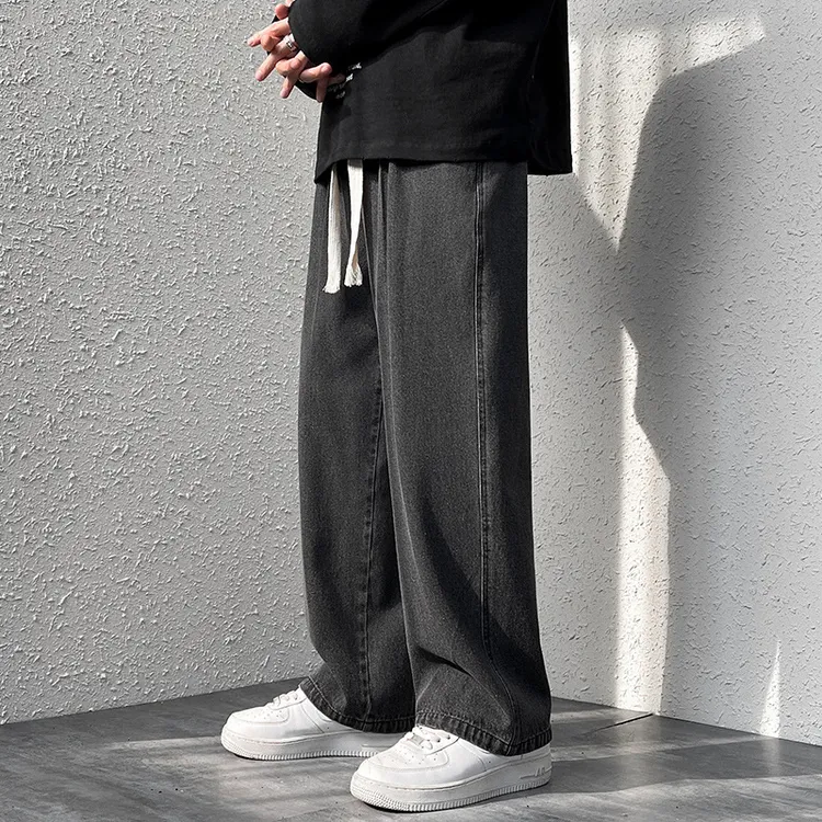 男款牛仔裤男直筒薄款破洞小脚长裤夏季潮牌2024修身白色老爹裤子