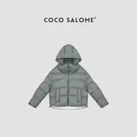 韩彬彬"云感泡芙"秋冬季立领百搭简约连帽短款保暖鸭绒服0639-7