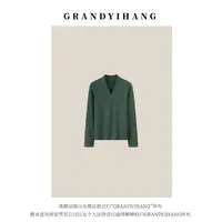 【艳姐推荐】秋冬新款休闲简约纯色V领T恤上衣24155