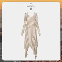 9月26日10:00新品 FORNI 沙丘女神 法式复古斜裁毛边条纹连衣裙