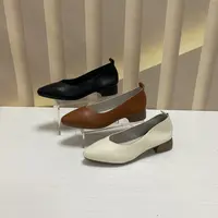 1639时尚舒适百搭透气粗跟尖头单鞋F