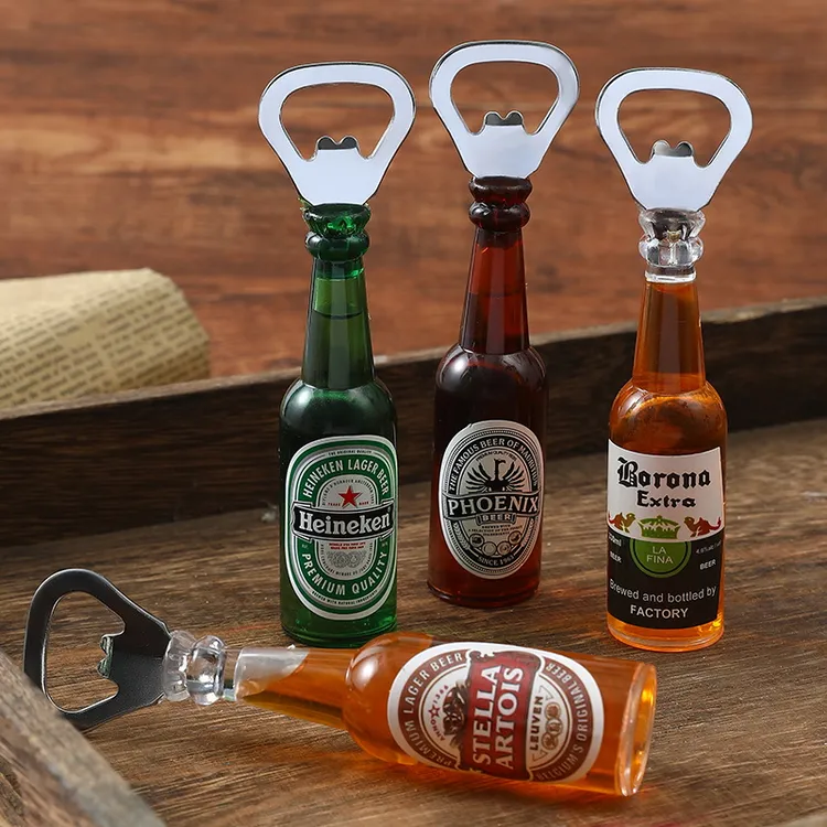啤酒瓶开瓶器冰箱贴仿真啤酒起子红酒启瓶器立体创意磁贴开盖器