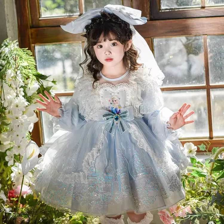 女童秋装爱莎公主裙 2025新款秋季儿童女孩蓬蓬礼服艾莎连衣裙子