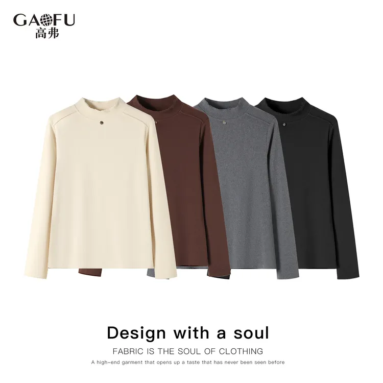 高弗/GAOFU百搭女神‘’300克薄绒半高领保暖打底衫女新款潮牌女装