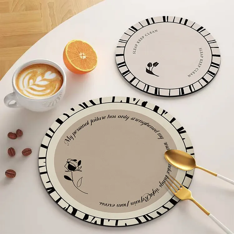 奶油风圆形杯垫纳帕皮吸水垫轻奢隔热餐垫餐盘垫吸水咖啡茶杯杯垫