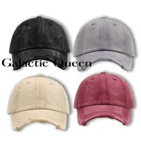 Galactic Queen现复古磨破做旧水洗棒球帽时尚百搭街头简约鸭舌帽