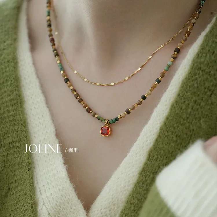 「沙漠玫瑰」波西米亚串珠项链轻奢小众高级感锁骨链颈链