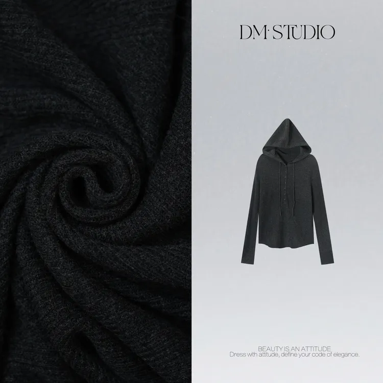 DEDM•STUDIO/气质慵懒连帽长袖针织抽绳套头衫上衣2511ZZS/0626