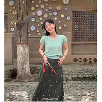 YSHUO【经典主义】极简气质V领针织短袖正肩短款百搭内搭上衣 25331