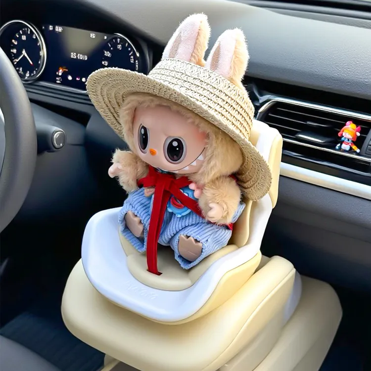 【唯兮】拉布布安全座椅桌面labubu展示车载搪胶娃娃迪士尼挂件陈列