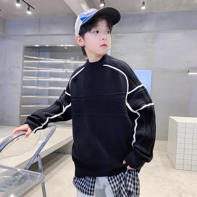 男童秋冬款毛衣2025新款中大童冬装男孩冬季套头儿童内搭毛线上衣