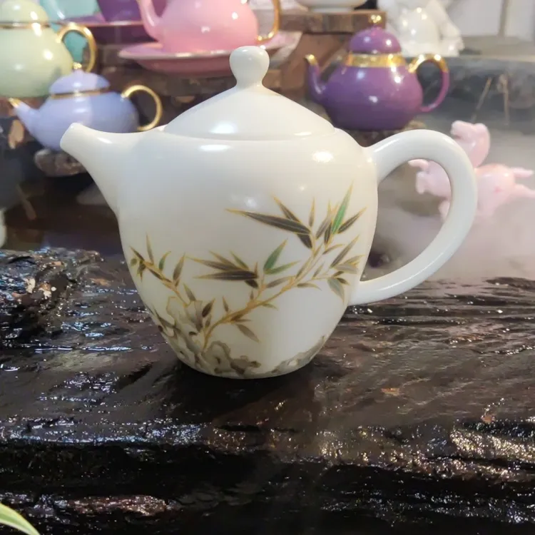 特价白汝260毫升竹韵茶壶中式泡茶壶白竹子茶具精品茶器福利捡漏