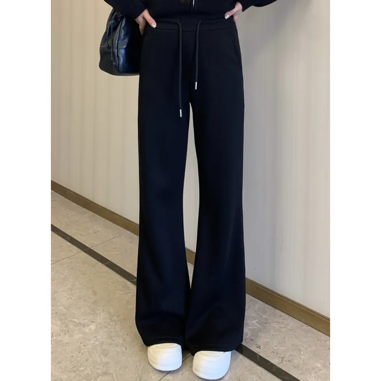 NANJIE/楠姐【瘦腿黑魔法】秋冬时尚休闲百搭加绒微喇裤XNS6669