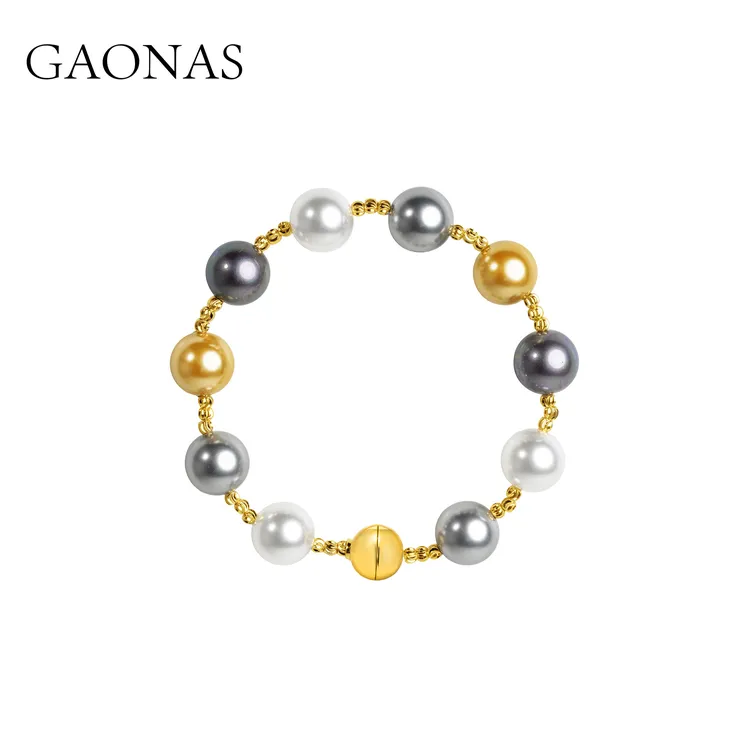 GAONAS 镀K金仿珍珠手链 多宝玲珑 时尚秋冬多彩珠手链11799SGO