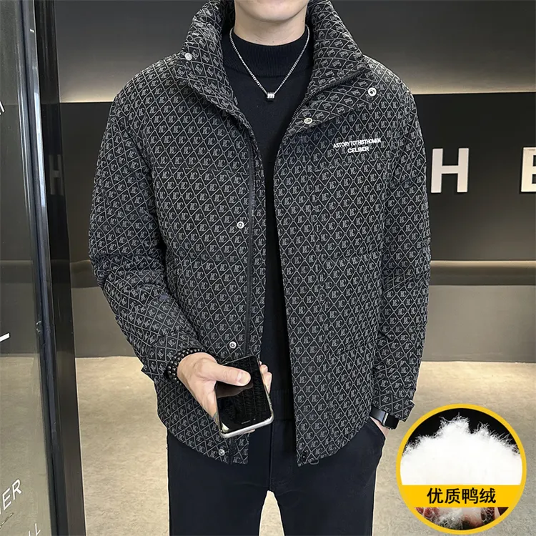 PinkAvril羽绒服男冬季高品质潮牌高端印花痞帅加绒厚防寒男冬装