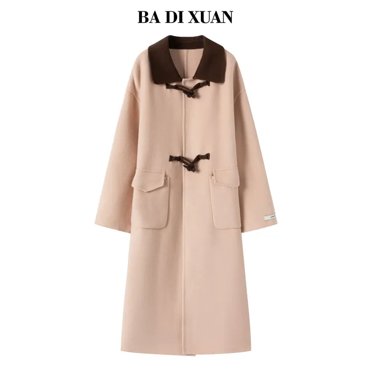 特价2025秋冬新款牛角扣双面羊毛大衣女中长外套