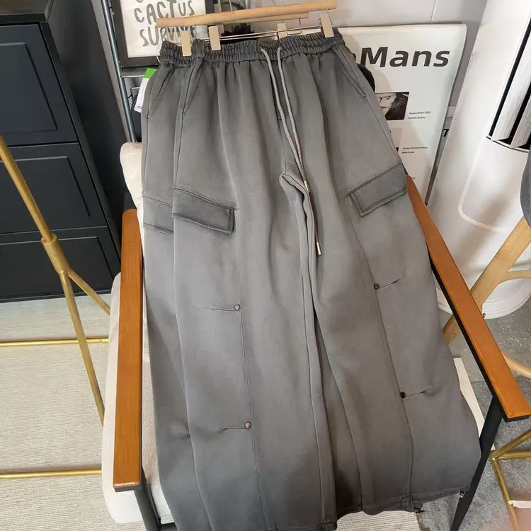 日系重磅 A33男女同款潮牌宽松弯刀卫裤