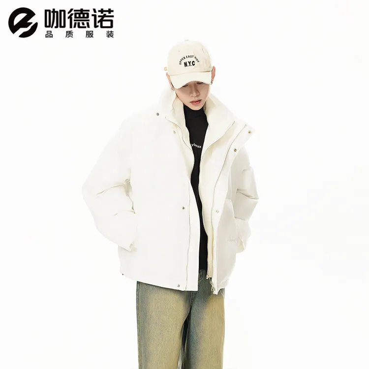 冬季2025新款韩版假两件设计痞帅纯色加厚立领棉衣男士休闲外套！！