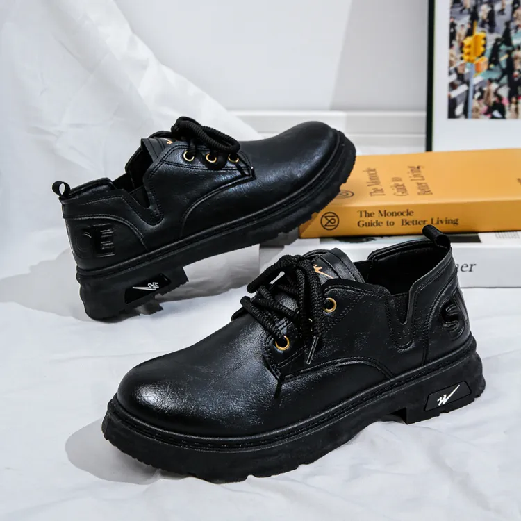 双星八特马丁靴低帮男鞋2025新款百搭秋冬复古风软底商务休闲皮鞋