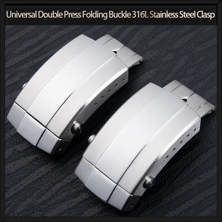 精钢折叠表扣机械手表表带扣硅胶橡胶表带扣316L表扣18/20mm男女 