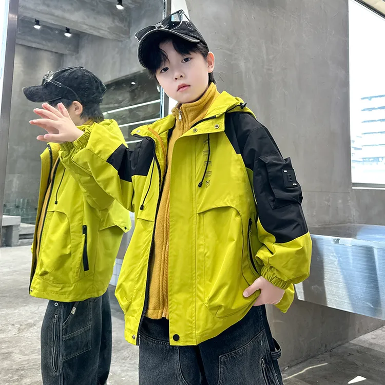 儿童装男童秋装外套2025新款秋冬款中大童三合一秋冬可拆卸冲锋衣