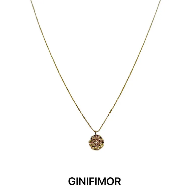 GINIFIMOR 铜合金项链 a736 复古金币六芒星项链女百搭气质锁骨链