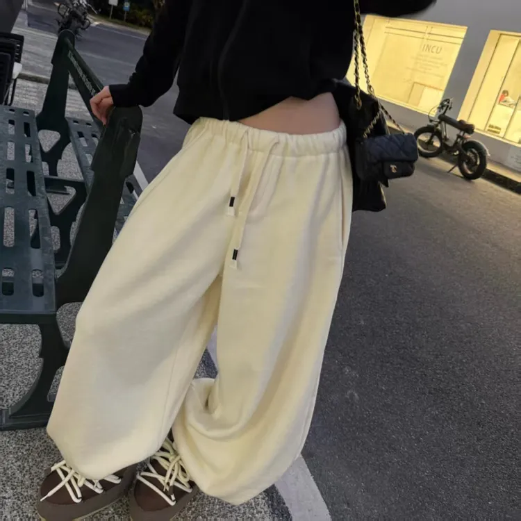 XYSF极简 廓形宽松软糯羊毛休闲裤