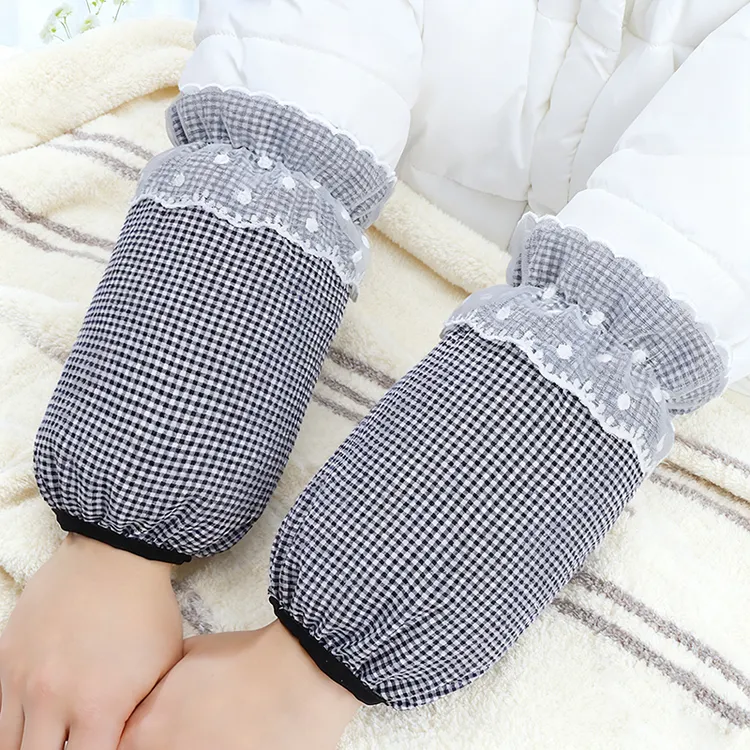 秋冬蕾丝短款格子防污袖套护袖成人学生耐脏家务上班套袖办公袖头