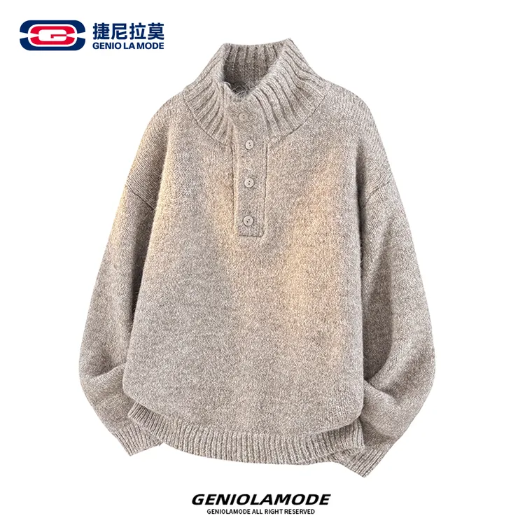【敖瑞鹏代言】GENIOLAMODE半高领羊毛纯色高级感慵懒风重磅针织衫