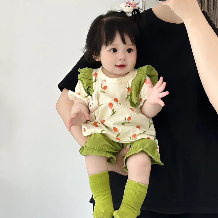 0-5岁婴儿夏装纯棉套装A类分体两件套宝宝衣服夏季女童薄款外出服