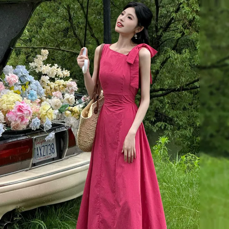 夏天巨好看无袖吊带连衣裙子女夏季新款今年流行爆款漂亮长裙4370