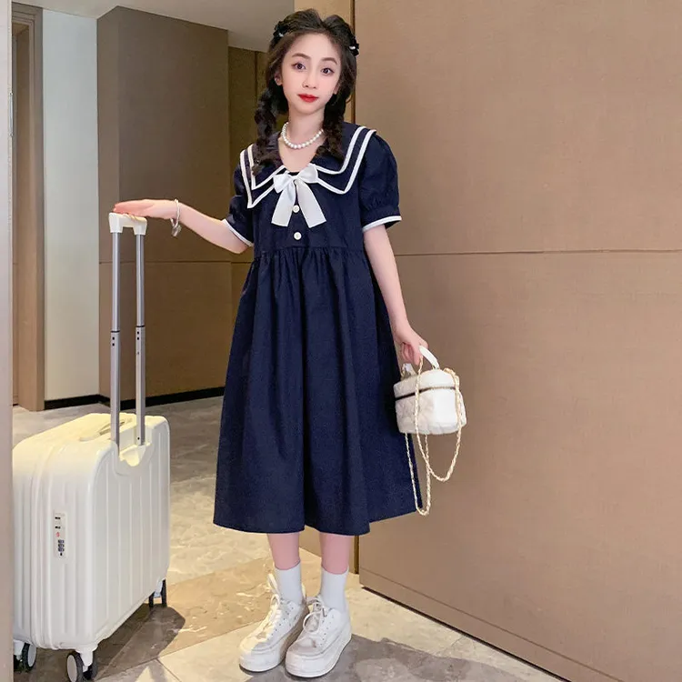 韩版洋气连衣裙长裙儿童夏季8-15女童女孩岁夏装裙子中大童公主裙