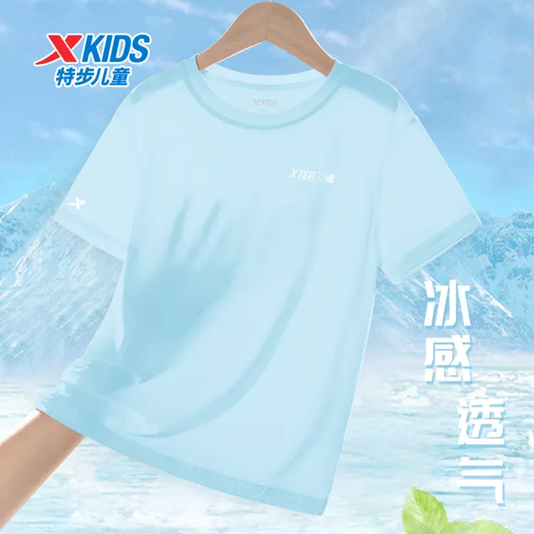 特步童装儿童速干短袖T恤2025夏季正品夏装中大童薄男短t男童半袖