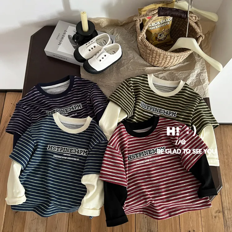 郝叔童品秋季新款男童2025时尚洋气潮牌网红圆领长袖T恤kkHQ5305