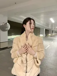 【千金奶兔】细腻丰盈獭兔毛皮草外套 矜贵千金九分袖外套
