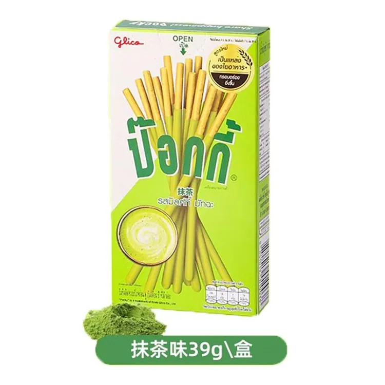 泰国进口 格力高Pocky抹茶味巧克力涂层饼干棒年货休闲零食品