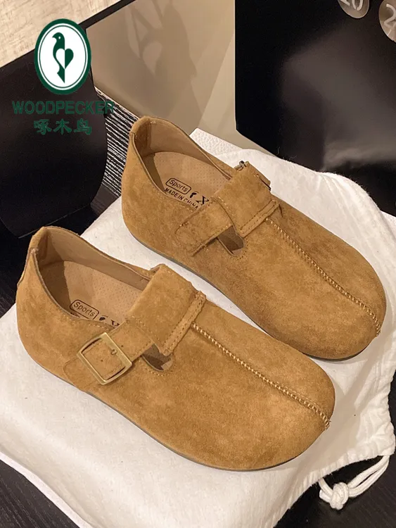 啄木鸟复古勃肯鞋女2025秋季新款内增高单鞋厚底大头丑萌博肯单鞋