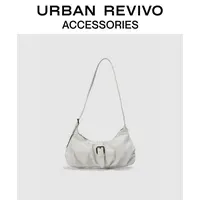 URBAN REVIVO2025秋季新款女气质褶皱半月包单肩包UAWB50142