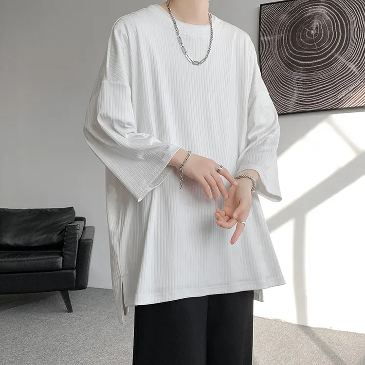 恩盛潮牌高级感冰丝短袖男女款夏季薄款oversizeT恤七分半袖上衣