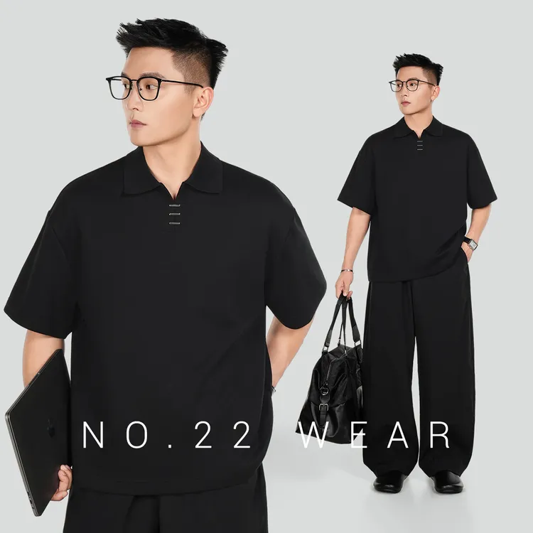二十二号穿搭【总裁Polo衫】夏季高级感通勤商务翻领设计款短袖t恤