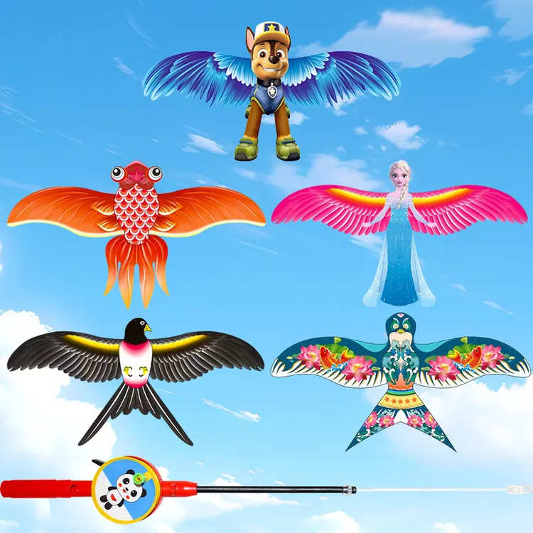 仿真动态鱼竿风筝儿童玩具批发奥特曼哪吒风火轮卡通摆摊